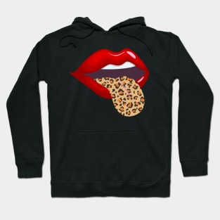 Red Lips Leopard Tongue Hoodie